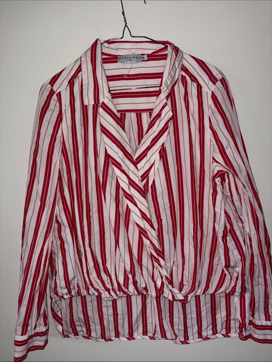 Harshman Tops - Rails Red & White Striped Wrap Blouse